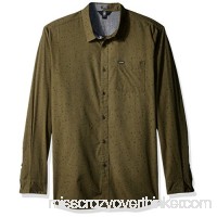 Volcom Men's Smashed Star Long Sleeve Button up Shirt Military B06XFWT5ZW